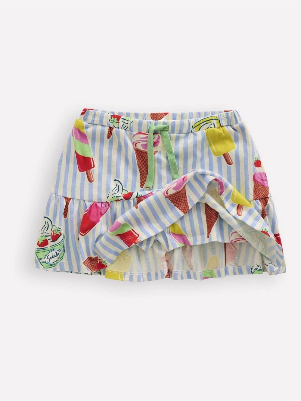 Mini Boden  cottonStriped Ice Cream Print Skirt — Blue, Pink, summer